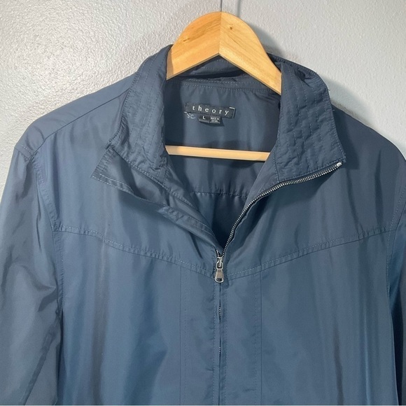 Theory Stand Collar windbreaker jacket unisex size Large dark blue - Picture 2 of 8